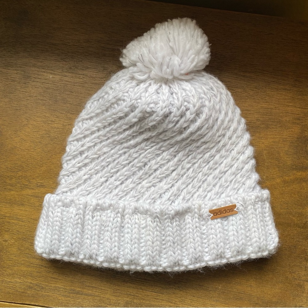 adidas gray white knit hat